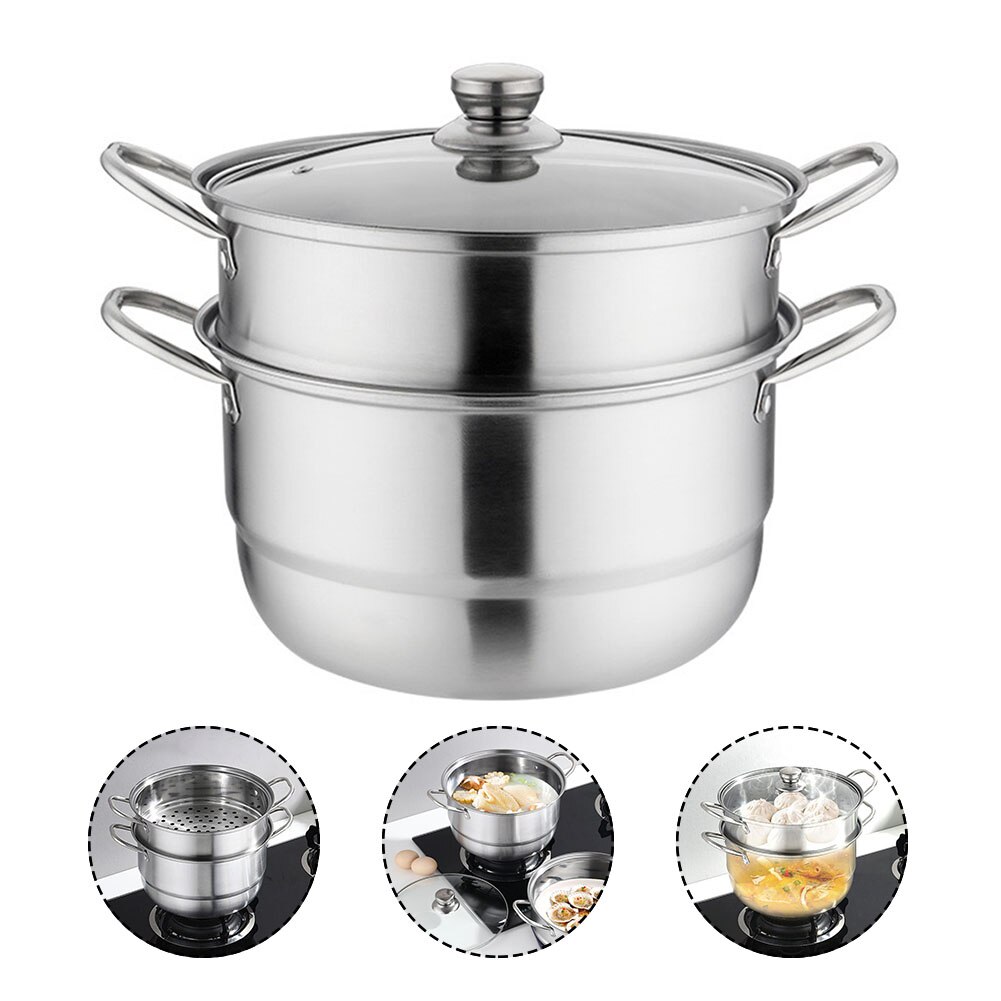 Stainless Steel two layer Steamer pot Soup Steam Pot Cooking Pots for Induction Cooker Gas Stove steam pot Kitchen Cookware