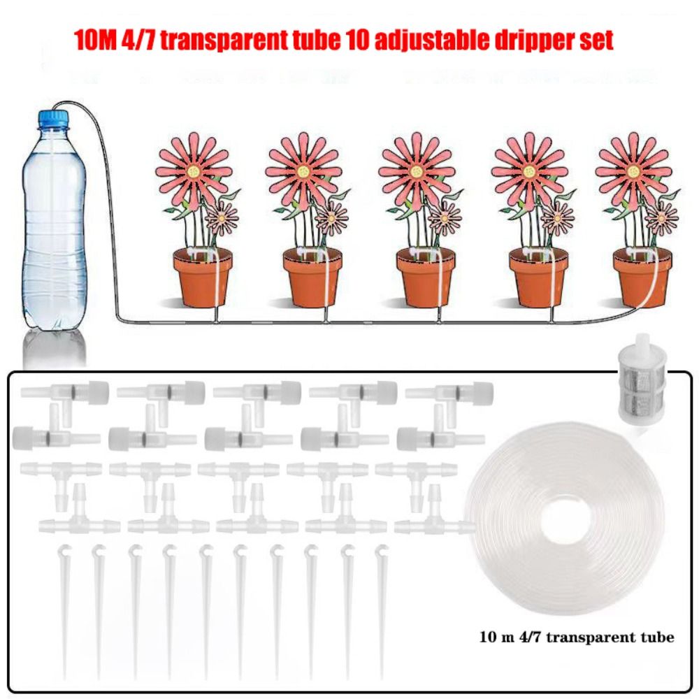 Gewächshaus-Garten-Tropfbewässerungsset, 10/20/30 m, 4/7 mm Schlauch, Pflanzenbewässerungssystem, verstellbar, mit Regelventil: Burgunderrot