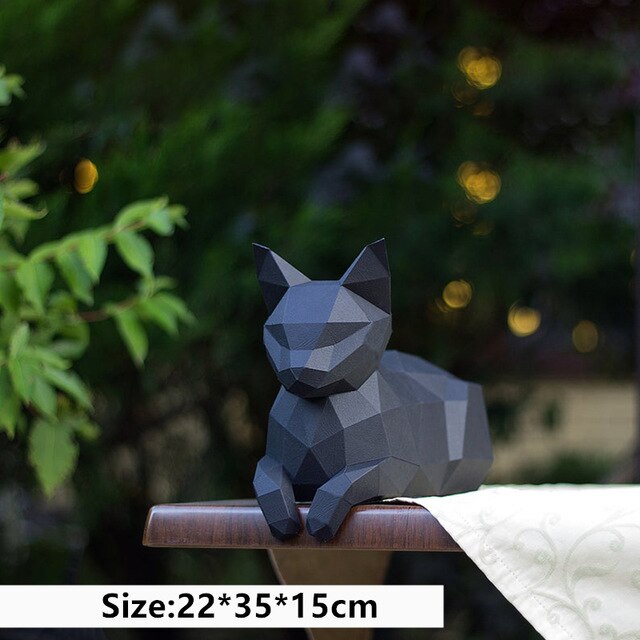 70cm beau chat papier 3D bricolage manuel décorations pour la maison décoration murale fait à la main mignon géométrique papier figurines d'action jouets: D