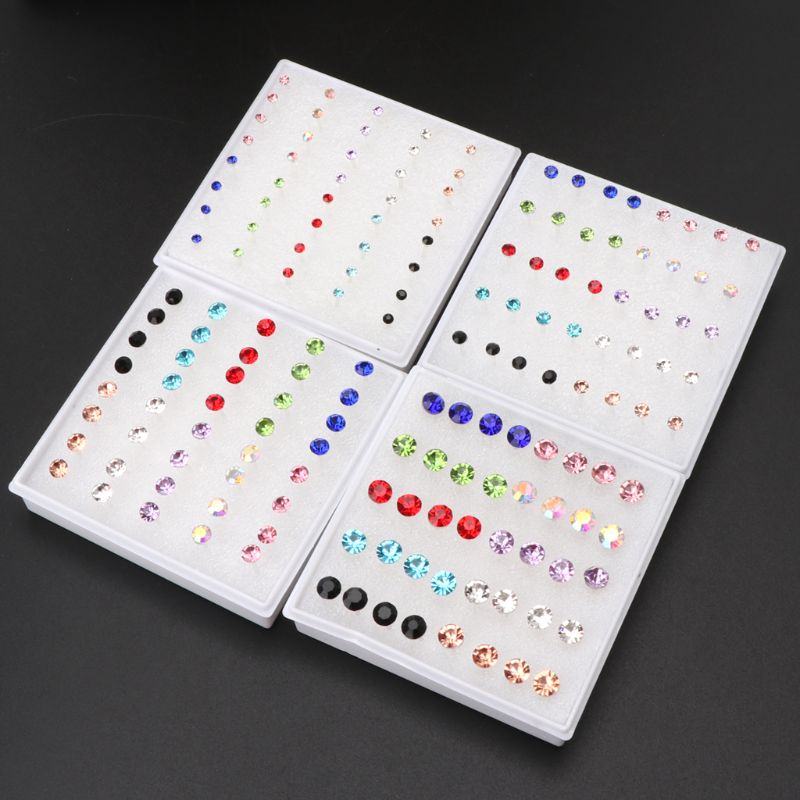 Brincos pequenos coloridos de plástico com strass, 20 pares de brincos pequenos, brincos hipoalergênicos para mulheres, moda feminina