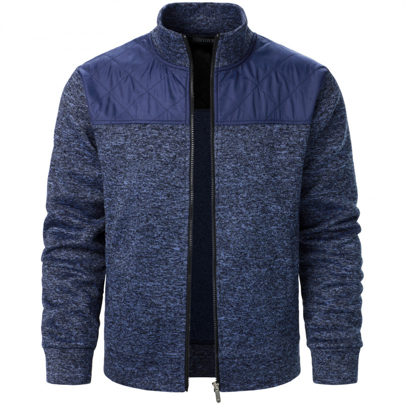 Veste zippée à col montant patchwork pour hommes, cardigan ajusté, sweat-shirt Sportedly Casual, manteau d'automne: XL / BLEU CIEL