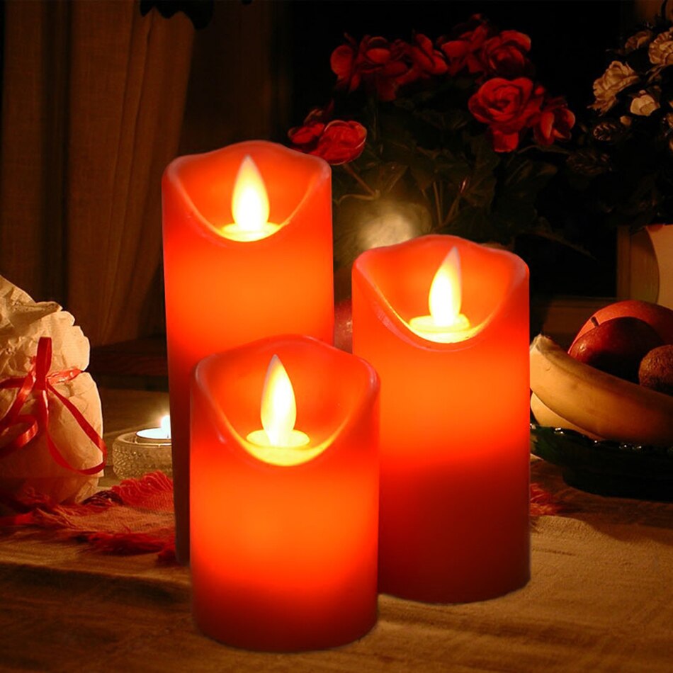 Flameless Led red candle made by paraffin wax,electronic candle light for Hotel,Bar decorative,candle for Religious Activities
