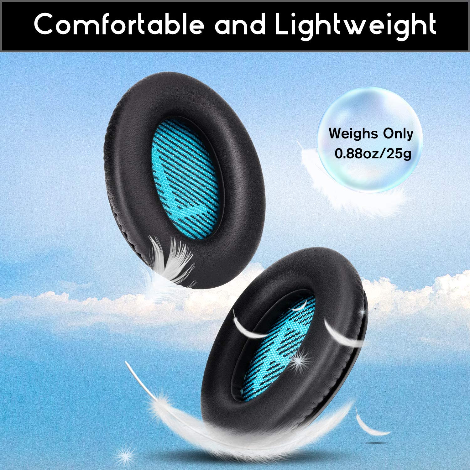 Almohadillas de repuesto para auriculares Bose Quiet Comfort QC25, Kit de cojín para los oídos, Compatible con QC2, QC15, Ae2, Ae2i, Ae2w, espuma viscoelástica