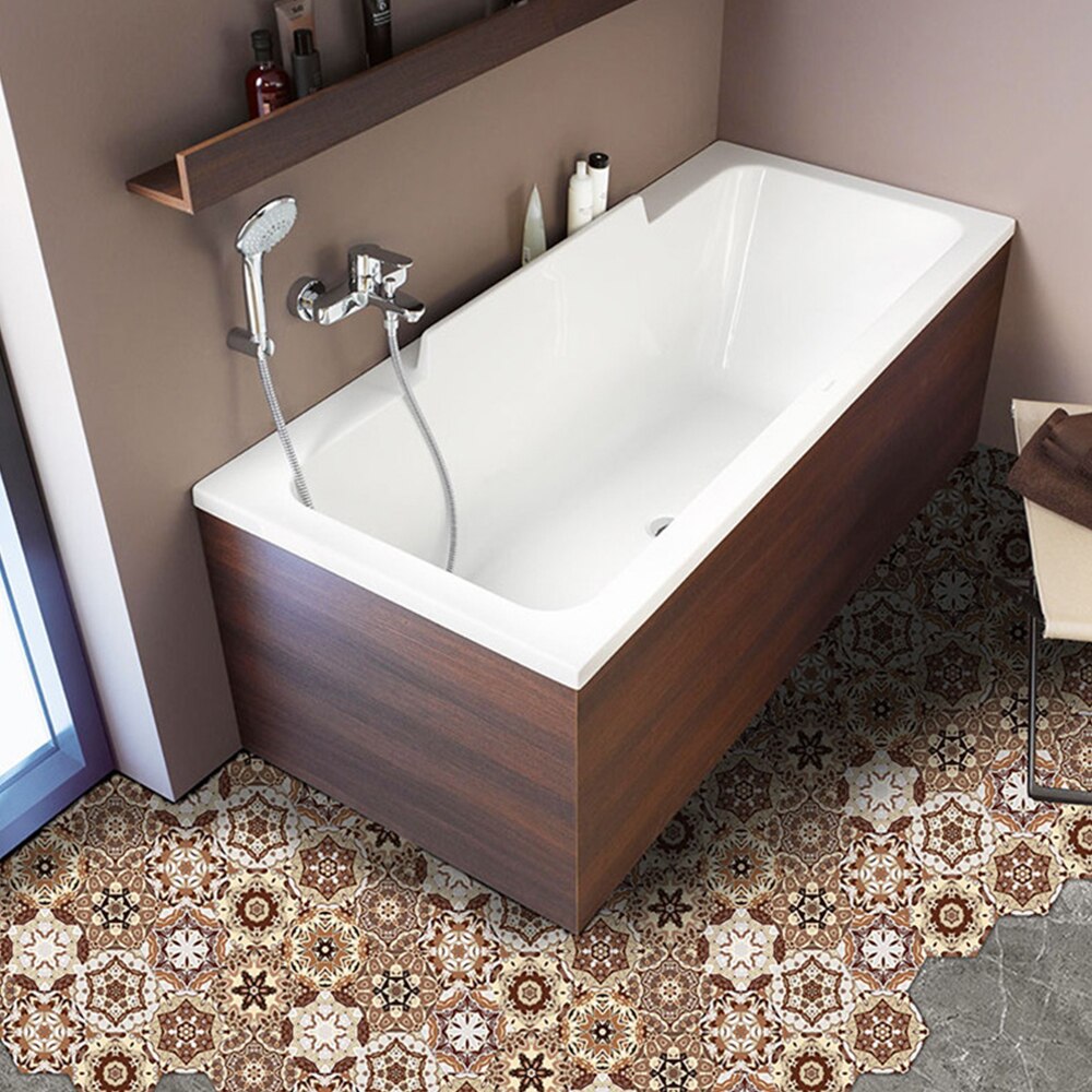 10 uds, calcomanía Hexagonal antideslizante para suelo, pegatinas impermeables para suelo de baño, azulejos autoadhesivos, decoración para sala de estar, papel tapiz