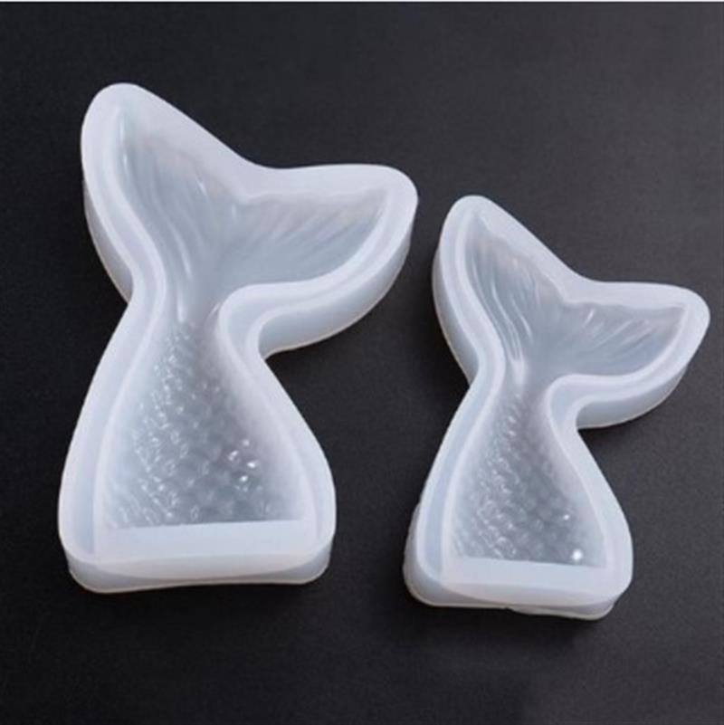 Mermaid Tail Fondant Cake Moulds Silicone Mold Cake Decorating Baking Tools Handmade Soap Mold Fish Fork Tail Sugar Craft Molds: 2 size