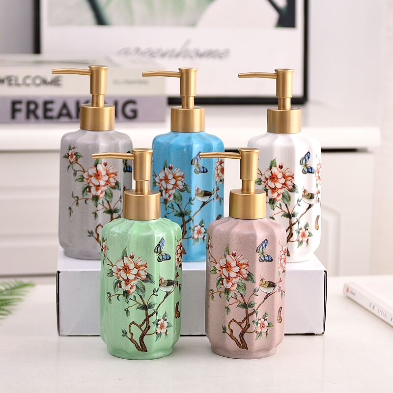 Newyearnew 1 stuk keramische handwasfles vloeibare emulsie zeepdispenser retro badkamerdecoratie accessoires