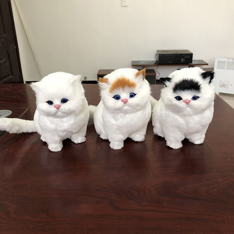Leuke Simulatie Kat Knuffel Met Geluid Mooie Simulatie Dier Pop Cadeau Voor Kinderen Home Decoratie