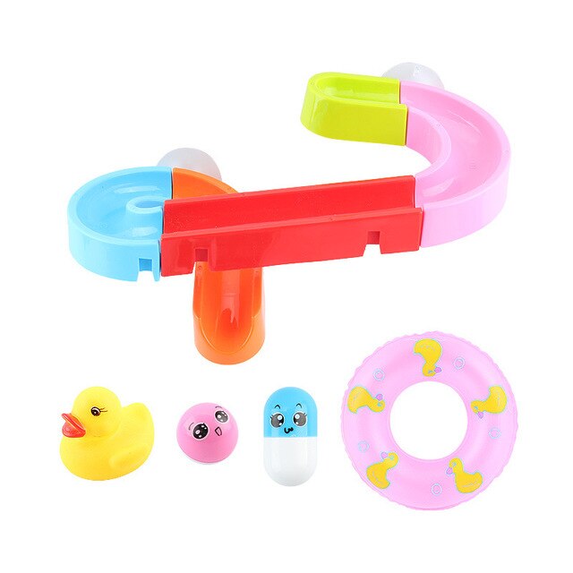 Baby Bath Toys DIY Assembling Track Slide Suction Cup Orbits Toy Bathroom Bathtub Children Play Water Games Set for 3-6 years: 12pcs A