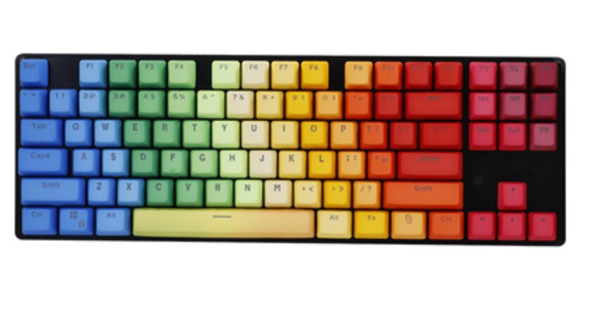 104-keys 5 Colors Gradient Keycaps PBT Standard OEM Profile Side Print Fruit Green Red Blue Purple for Cherry MX Switches: 87 key