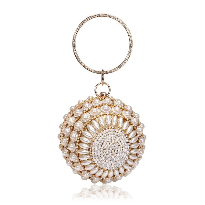 Ball Diamond Tassel Women Party Metal Crystal Clutches Evening Wedding Bag Bridal Shoulder Handbag Wristlets Clutch: gold4