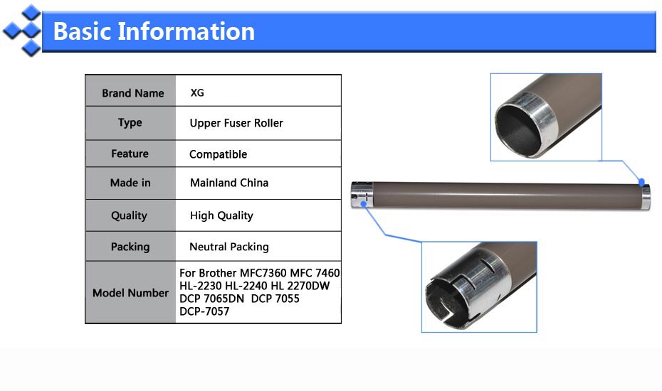2X repuesto de rodillo fusor superior Compatible para Brother MFC7360 MFC 7460 HL-2230 HL-2240 HL 2270DW DCP 7065DN DCP 7055 DCP-7057