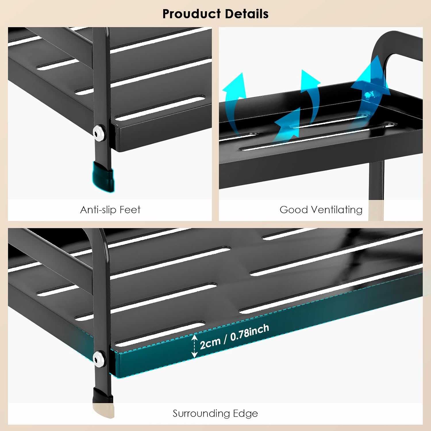 Huishoudelijke artikelen aanrecht kruidenrek 2-laags keuken kruidenorganizer opbergplank kruidenrek voor kast make-up organizer voor ijdelheid