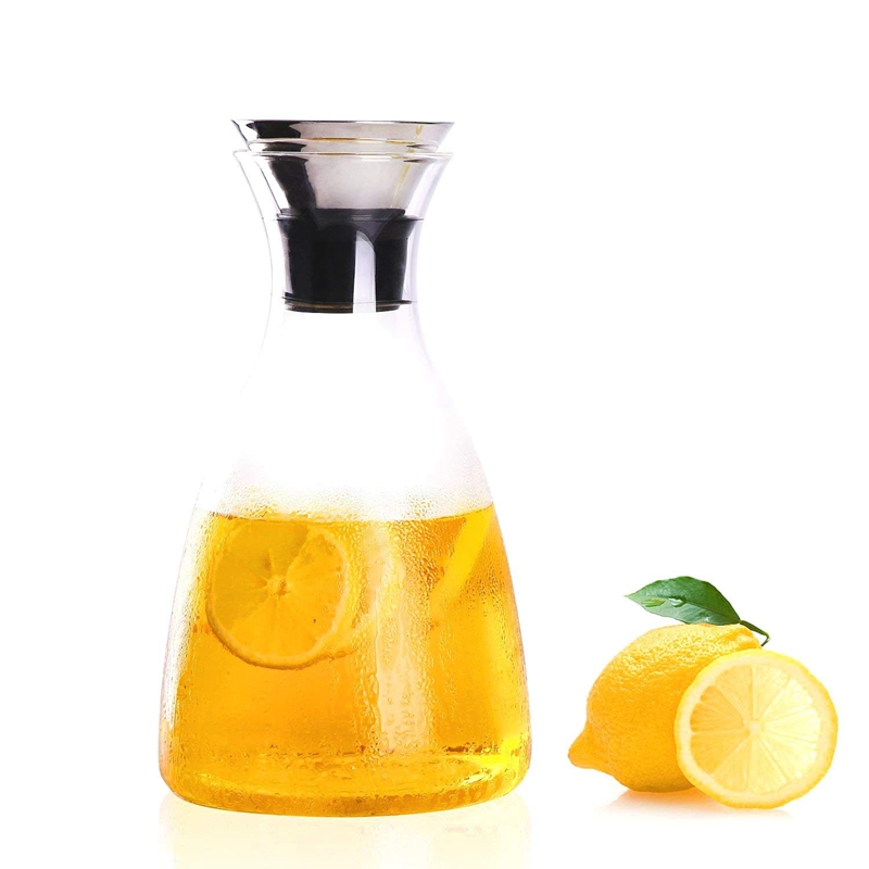 Glass Drip-Free Carafe With Flip-Top Lid, And Cold Glass Water Pitcher, Tea/Coffee Maker & Cafe, Iced Tea, Beverage Pitcher