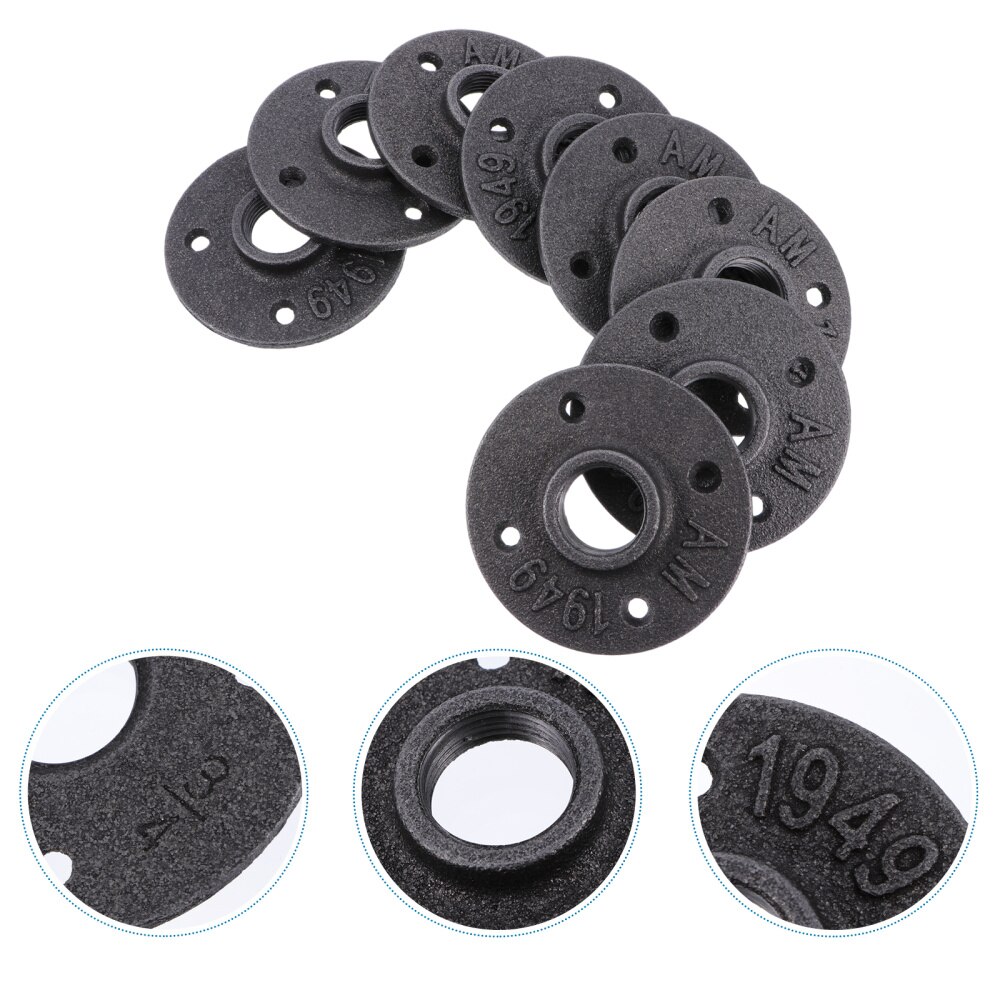 4 Stuks 1/2 Inch Vintage Industriële Buisflens Schroefdraad Grondflens In Legering Metalen Flens Met 3 Gaten Zwart Flens Tempergietijzer Verwarming Voor Doe Het Zelf Decoratie Keuken Slaapkamer