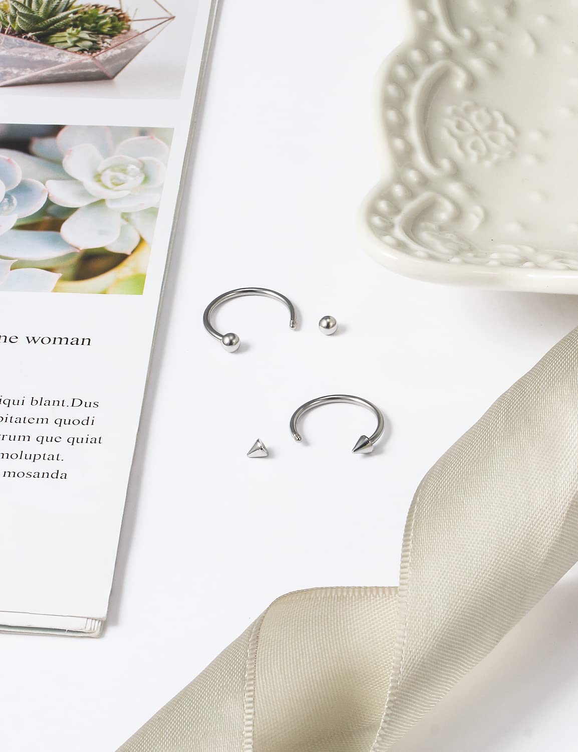 1 pièces 16G acier chirurgical nez Septum fer à cheval cerceau boucle d'oreille sourcil Tragus lèvre Piercing anneau boules pointes 6-12mm