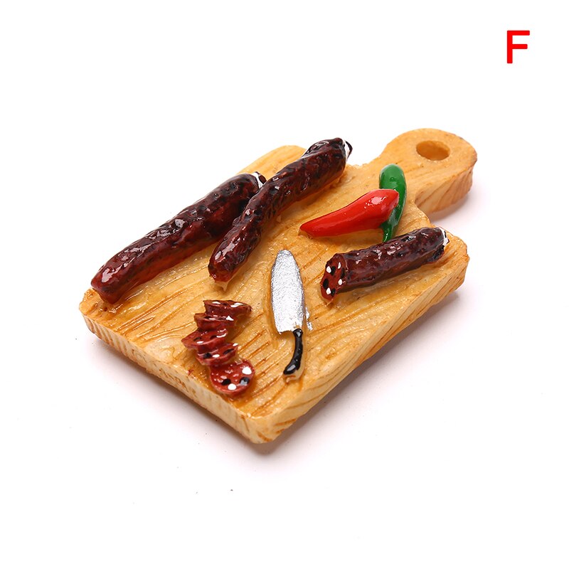 Mini casa de muñecas 1:6, huevo frito, guindilla, modelo de tabla de cortar, accesorios de cocina para Decoración de casa de muñecas, juguetes para niños: F