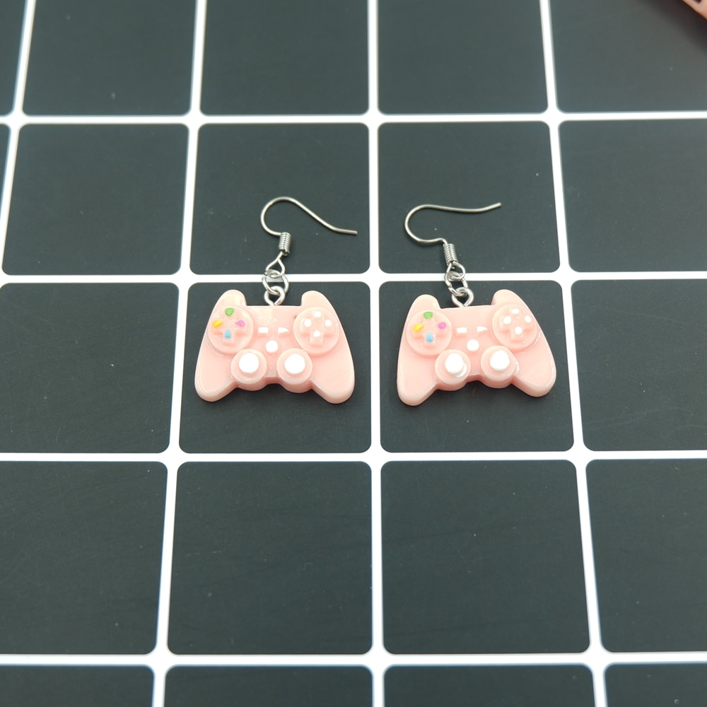 Pendientes Kawaii con controlador de Juego de Cámara para mujer y niña, pendiente para traje, estilo de , joyería,