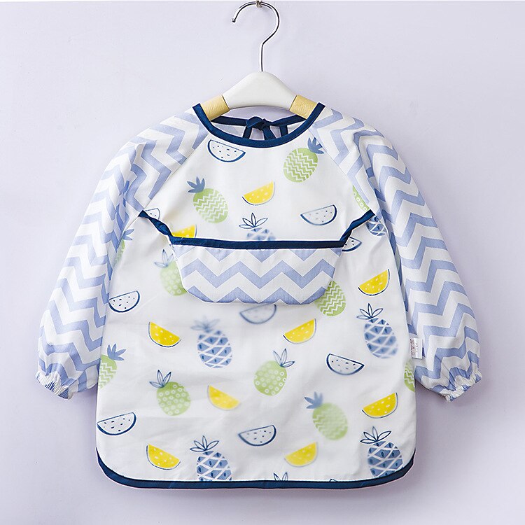 Enfant bébé Art Smock alimentation bavoir tablier poche imperméable chiffons manches longues avec receveur de nourriture: Fruit party / 90cm