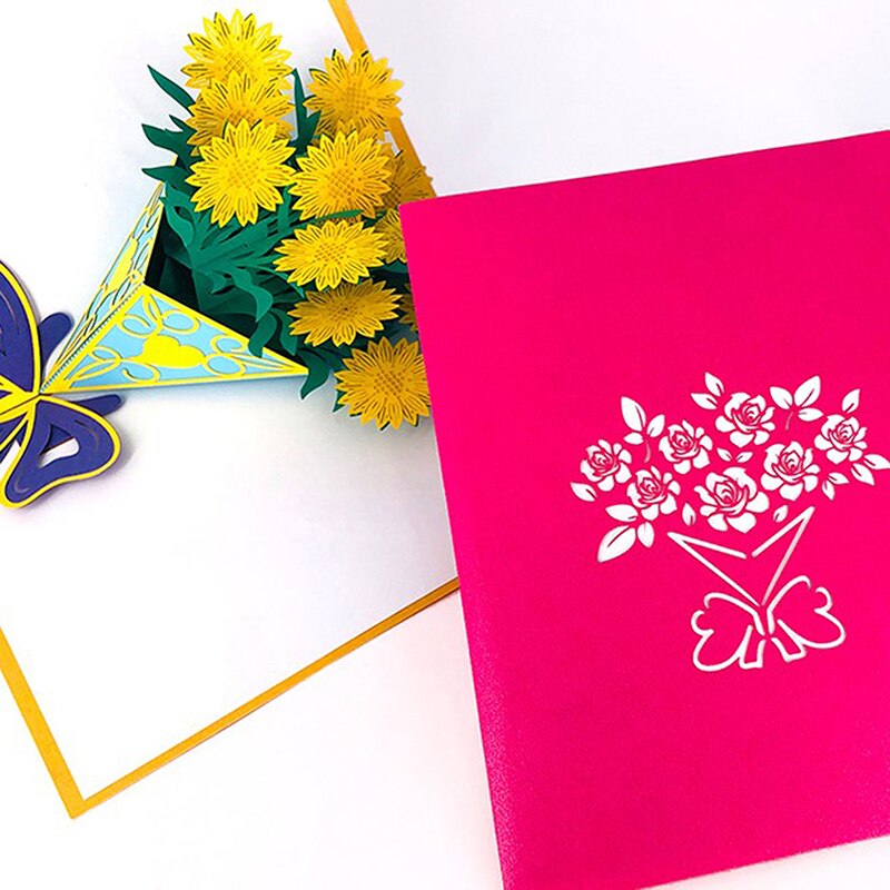 3D Pop-Up Mothers Day Cards Carnation Flowers Bouquet Greeting Cards Birthday Card for Mom Sympathy