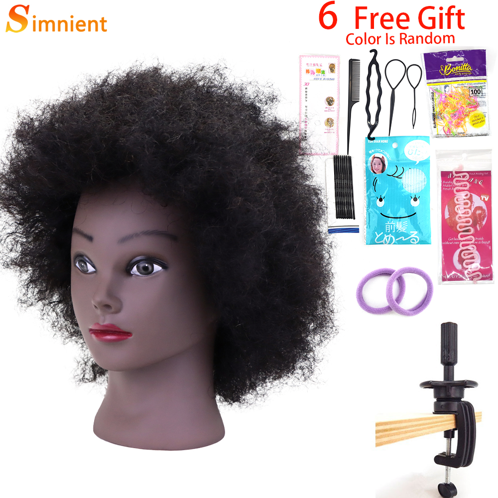 Afro Mannequin Heads With 100% Human Hair With Adjustable Tripod Hairdressing Dolls Training Head For Practice Styling Braiding: WHITE