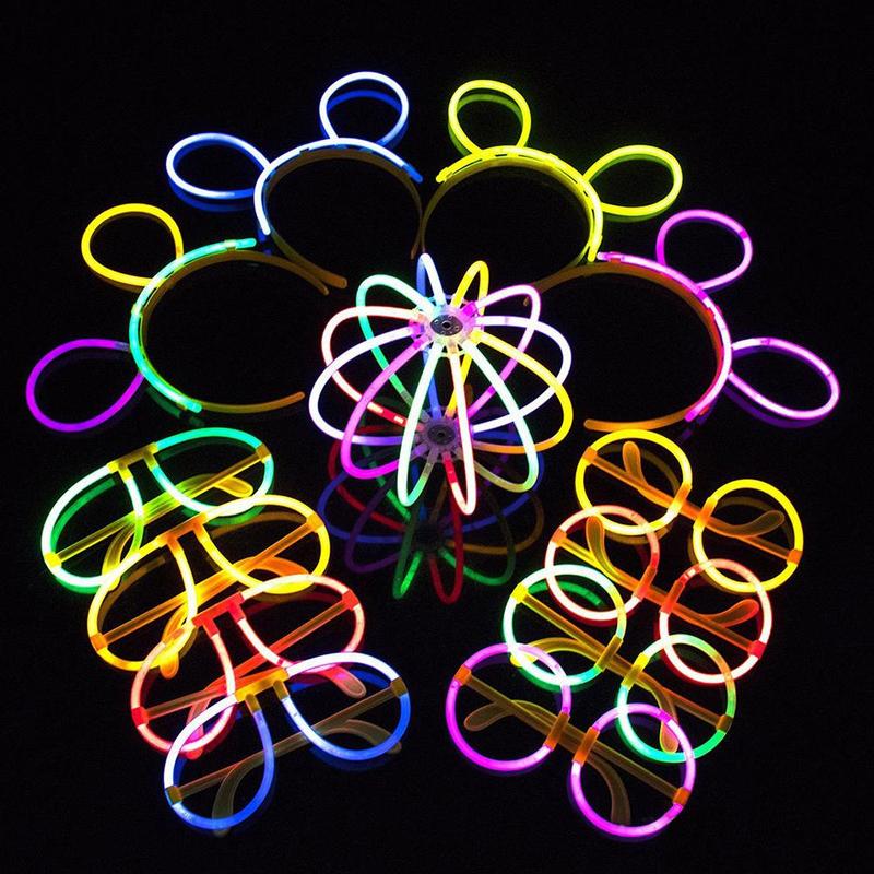 10Pcs Party Kleurrijke Glow Stick Fluorescentie Licht Glow Sticks Kettingen Neon Kerst Glow Sticks Decor Musical Verlichting Speelgoed