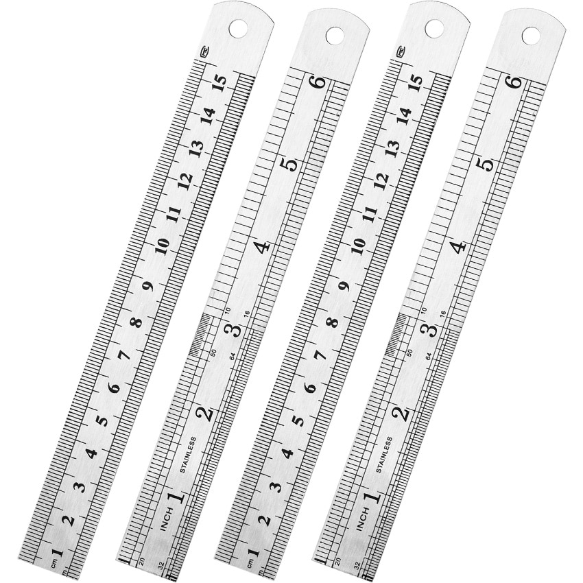 1PC Standard Ruler 15cm 6 Inch Stainless Steel Straight Ruler Double Sided Measuring Sewing Ruler Office School Accessories
