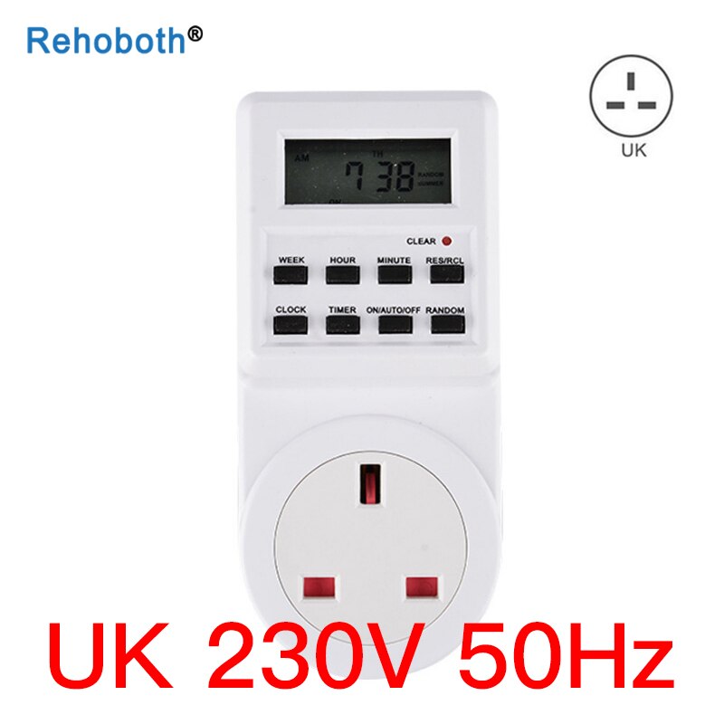Elektronisk digital timer kontakt stik 24 timer cyklisk eu uk au us br fr stik køkken timer udtag programmerbart tidsindtag: Uk   ac230v