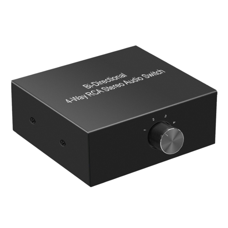 3,5 mm Aux RCA L/R Audio Switch Box 4 in 1 Out Bidirectional, BolAAzuL Stereo Audio Switcher Selector 4X1 Passieve a/b Analoge Audio Selector Geen stroom nodig