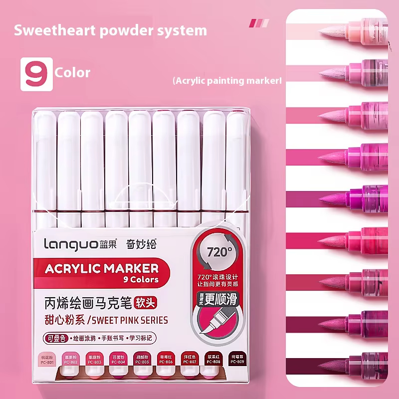 Ensemble de marqueurs en acrylique Languo pour documents empilables, stylos à encre à contrôle intelligent, fournitures d'art, ensemble de pinceaux pour étudiants: Espace Gris