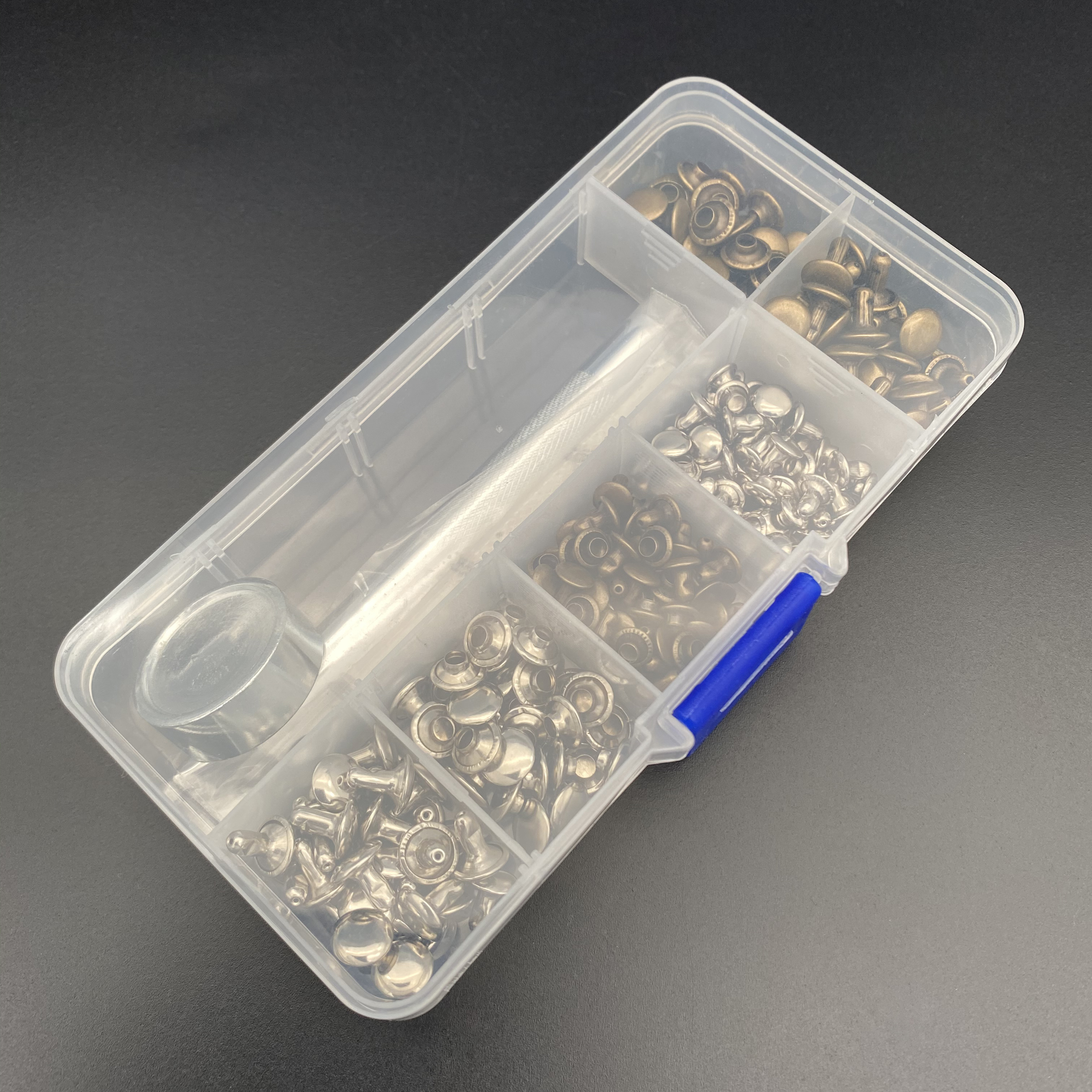 120 Set Leather Rivets Single Cap Rivets Tubular Metal Studs with Fixing Tool Kit for Leather Craft Repairing