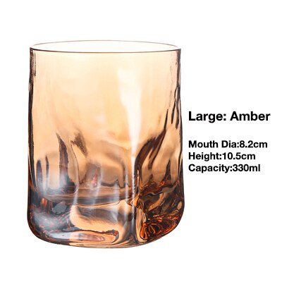 Vierkant gehamerd whiskyglas, waterglas, waterbeker, sapglas, wijnglas, drinkbeker 250ml/330ml: Grote barnsteen