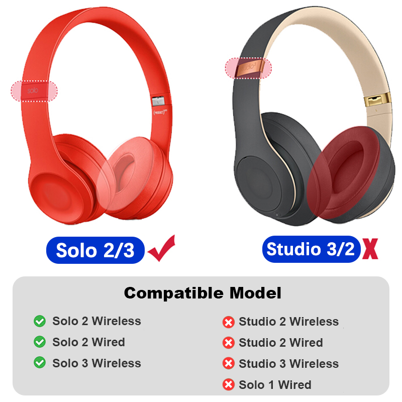 KUTOU Oorkussen Voor Beats Solo 2 Solo 2 Oorkussen Solo 3 Solo 3 Hoofdtelefoon Oorkussens Oorschelpen Vervangende Onderdelen Headset Foam Pad