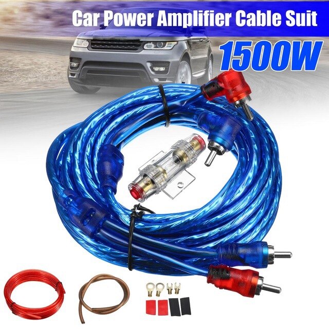 1500W Car o Speaker Wiring Amplifier Cable Subwoofer Speaker Installation Line Kit 8Ga Power Cord 60 Amp Fuse Holder