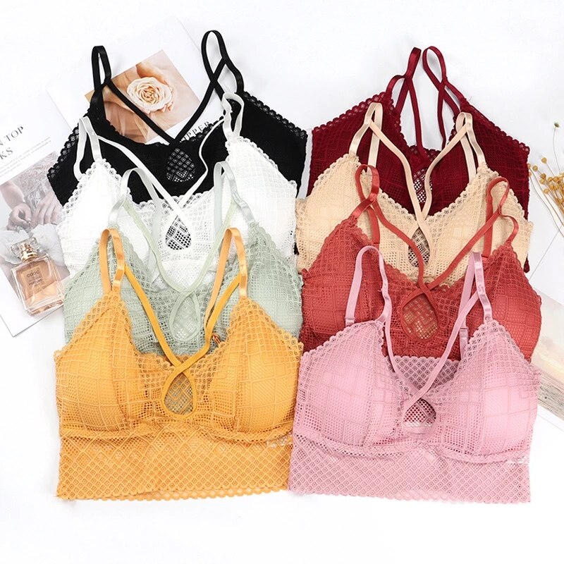 Sujetador deportivo para mujer, Tops cortos a prueba de golpes, ropa interior de encaje para mujer, chaleco de intensidad alta, acolchado para gimnasio, Yoga, sujetador de Fitness