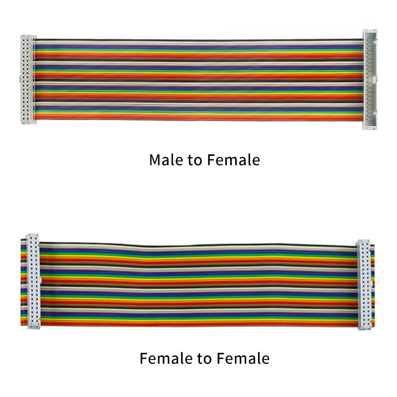 Câble adaptateur GPIO mâle vers femelle, 40 broches, 20CM, 2x20 broches, arc-en-ciel, pour Raspberry Pi 4 3B 3B +