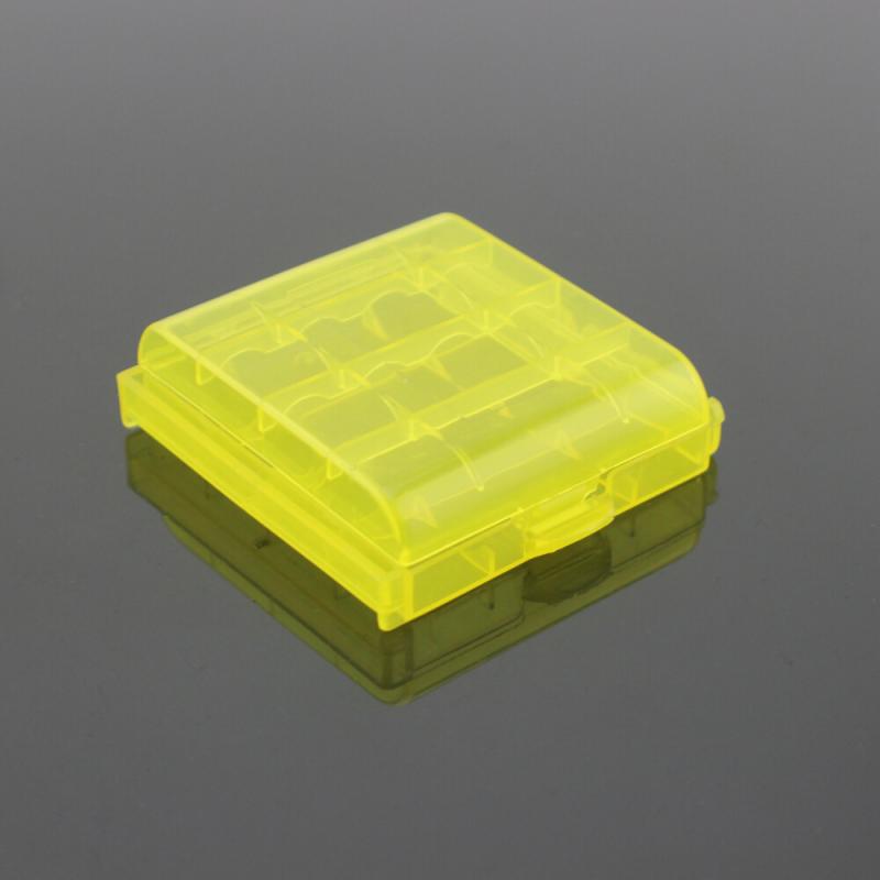 Hard Plastic Case Cover Houder voor AA AAA 14500 10440 Batterij Opbergdoos qW7H: YELLOW