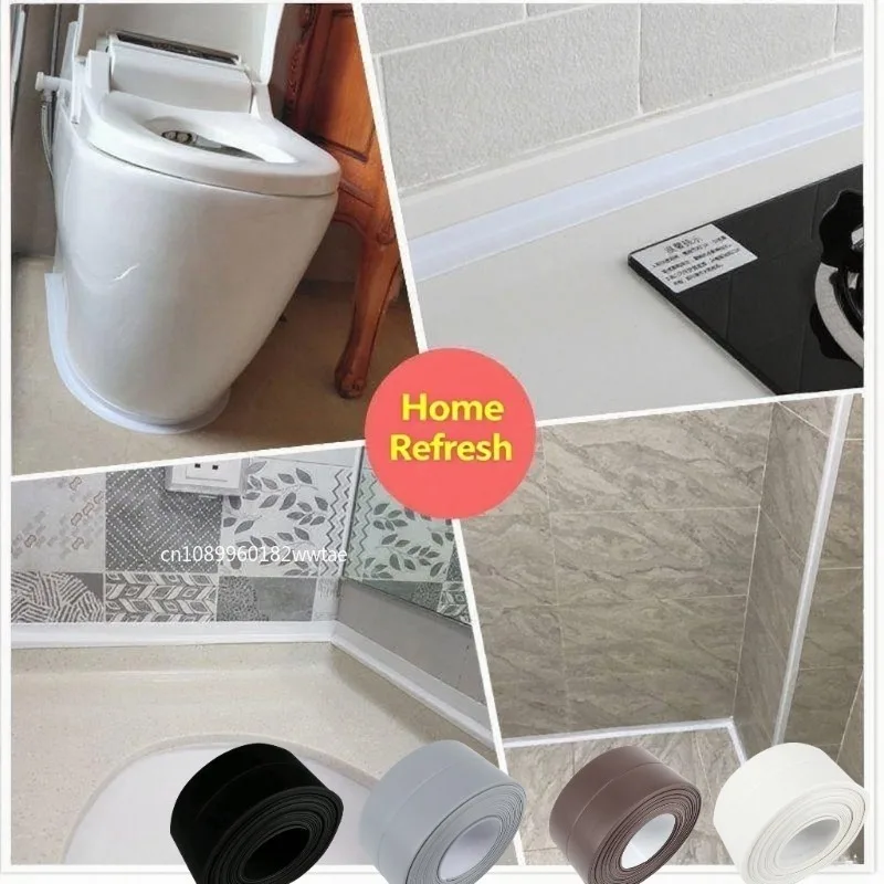 Tiras de cinta de sellado para baño y ducha, autoadhesivas de PVC, pegatina de pared impermeable para baño, cocina, tira de calafateo a prueba de moho para fregadero