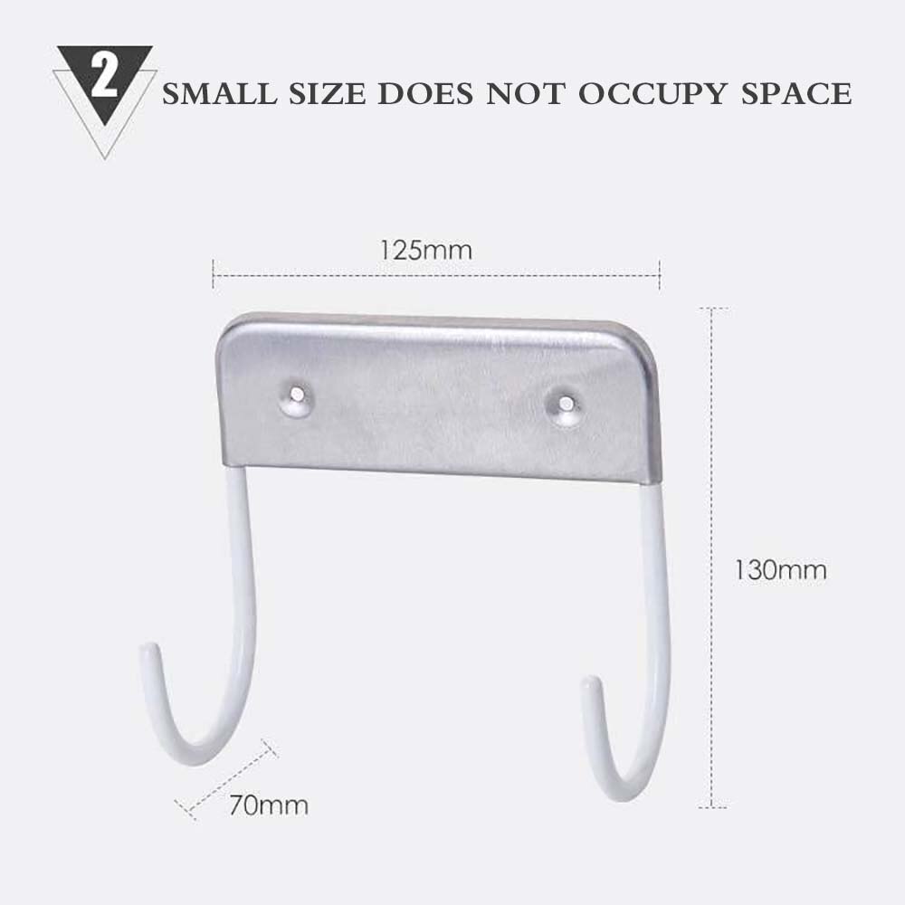 Electric Iron Rack Hanger Double Hook Stainless Steel Ironing Board Hotel Iron Laundry Rooms Storage Wall Organizer