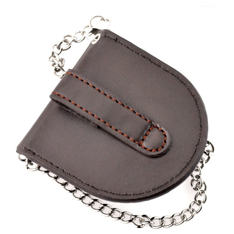 Vintage Pocket Watch Leather Case Bag Men Women Antique Bag with 37.5cm Chain