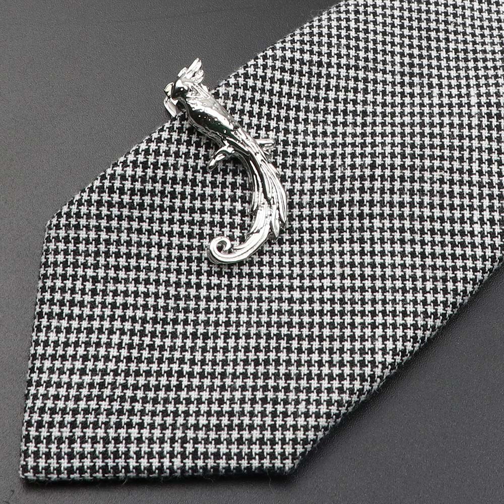 1 Piece Chrome Stainless Tie Clips Guitar lizard Dinosaur Bird Sword Pen Shape Tie Clip for Men Necktie Clips Pin For Mens: 3