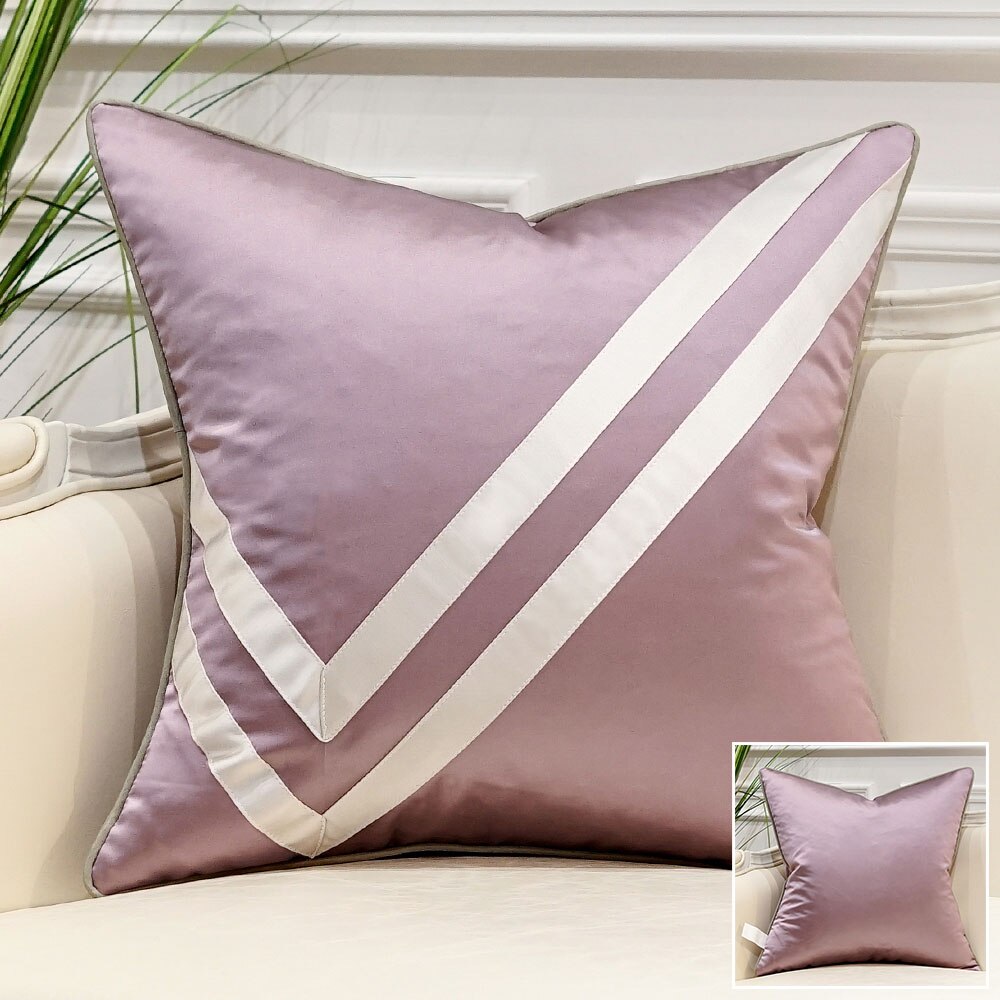 Avigers lilla hvit luksus fløyel firkantet putetrekk lappeteppe stripete putetrekk til sovesofa stue: 45 x 45cm / D