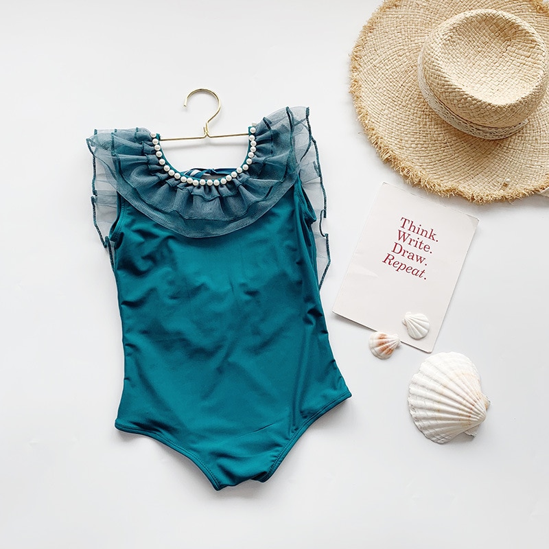 Baby piger badedragt flæse baby badetøj perle til piger børn piger bikini strand soldragt sommer småbørn badedragt