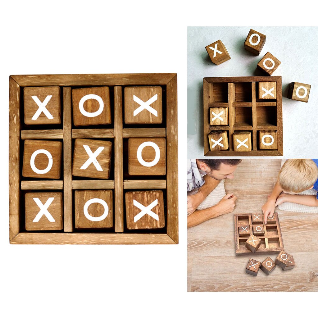 Tic Tac – Table basse en bois pour jouer aux échecs en famille, jeux interactifs Parent-enfant amusants pour le salon, décor de Table rustique