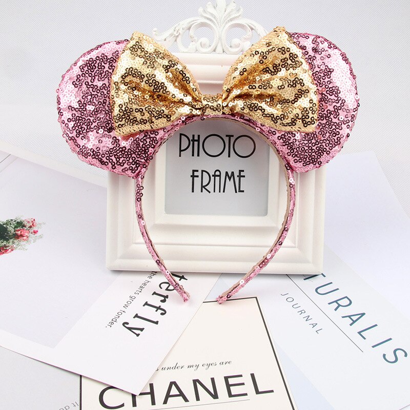 Hårtilbehør minnie mouse øre pandebånd hårbånd til kvinder pailletter sløjfe piger pandebånd fødselsdagsfest hårbånd: 5
