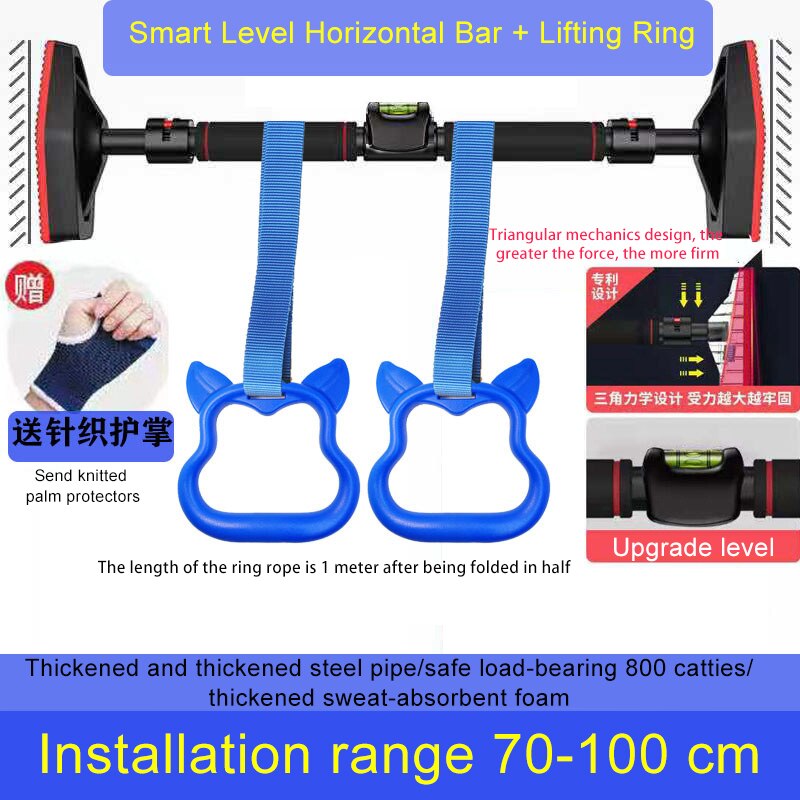 Horizontal bar home indoor pull-ups wall door horizontal bar punch-free sports hanging bar door frame fitness equipment: Pink