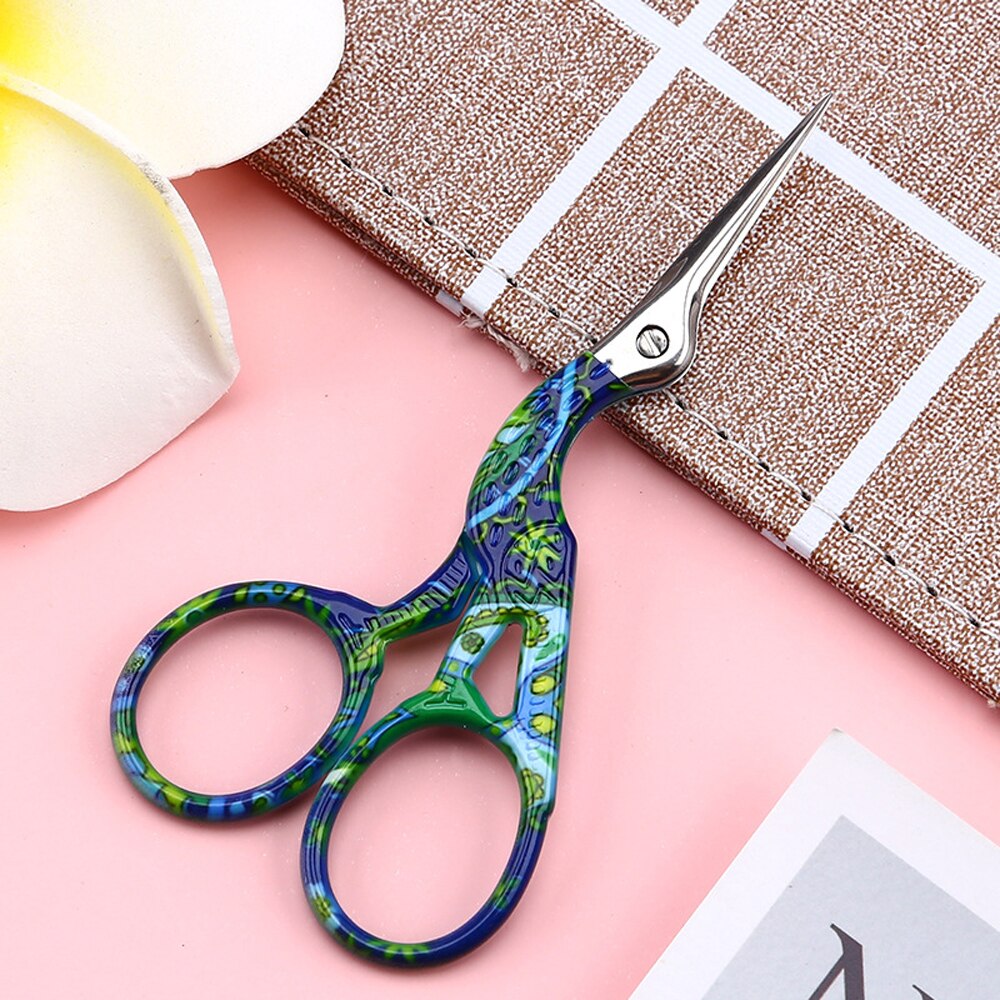 Eyebrow Scissors Stainless Steel Nose Eyelash Tape Scissors Face Hair Removal Eyebrow Trimmer Shaver Eye Brow Women Makeup Tool: Blue and White