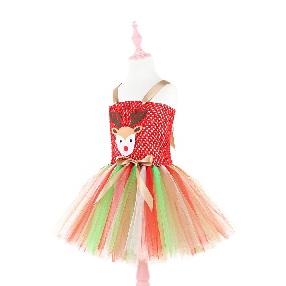 Vestido tutú de ciervo de Navidad para niñas 1 er cumpleaños vestidos de feliz Purim Halloween invierno Cosplay ropa para niños