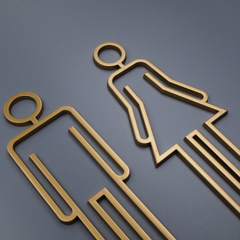 A Set of Three-Dimensional Hollow Out Bathroom Signs Bathroom Door Signs Bathroom Signage Room Living Room Decoration