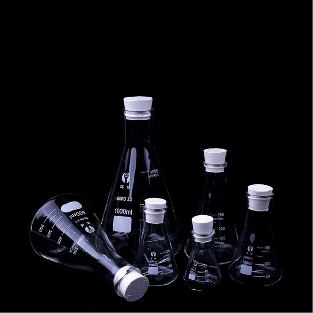 1 PC Lab Erlenmeyer Borosilicaatglas Hoge Slip Stirrer Kolf Smalle Hals Coincal Driehoekige Kolf Thicken 50 ML To1000ML