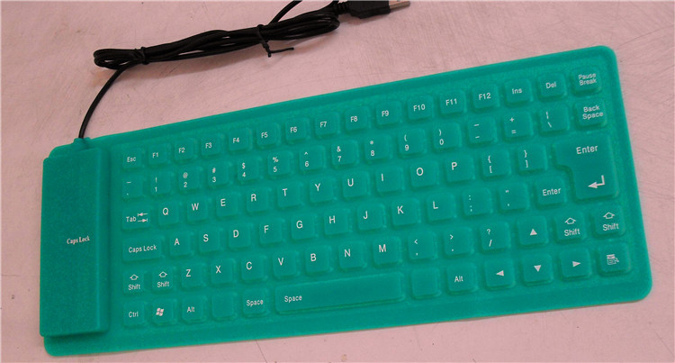 Foldable washable computer keyboard 85 key portable mini USB flexible waterproof soft silicone gaming keyboard computer laptop: green